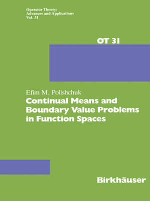 cover image of Continual Means and Boundary Value Problems in Function Spaces